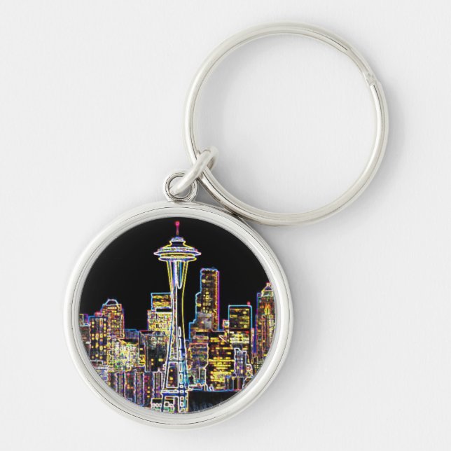 Porte-clés Dark be the Night - Luminous Seattle Skyline (Devant)