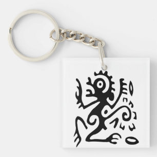 Porte-clés d'art tribal abstrait