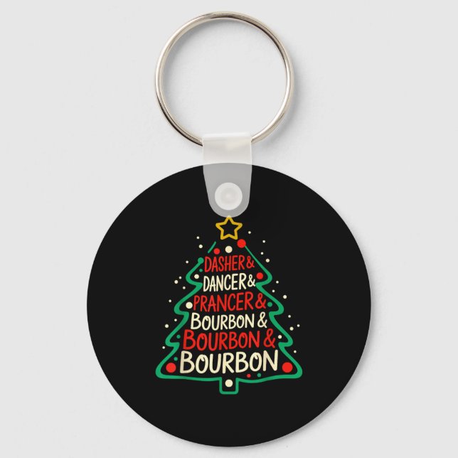 Porte-clés Dasher Dancer Prancer &amp; Bourbon Funny Christma (Recto)