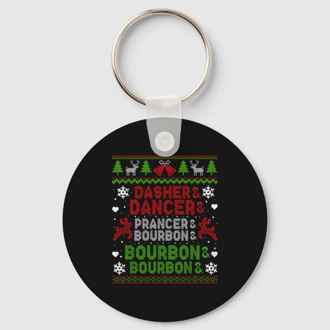 Porte-clés Dasher Dancer Prancer Bourbon Ugly Christmas Santa (Recto)