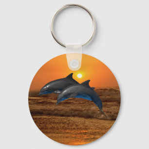 Porte-clés Dauphin de verdure au coucher du soleil