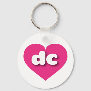 Porte-clés dc coeur rose chaud - J'aime dc