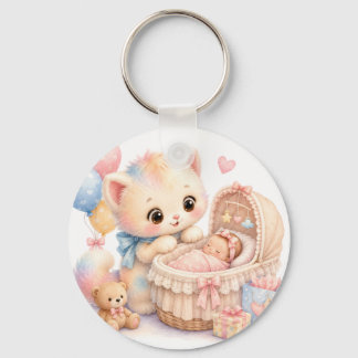 Porte-clés de Baby Shower Adorable | Aquarelle Tum