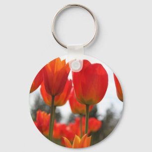 Porte-clés De Belles Fleurs De Tulipes Rouges.