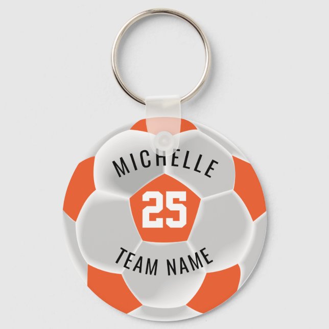 Porte-clés ⚽ de football - Orange et Blanc (Recto)
