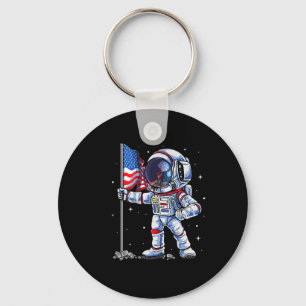 Porte-clés De Juillet Astronaut États-Unis Drapeau Américain