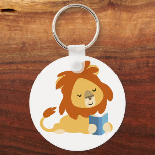 Porte-clés de lion de bande dessinée de lecture