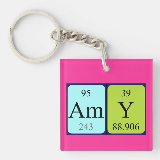 Porte-clés de nom de table périodique d'Amy (Devant)