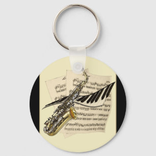 Porte-clés de saxophone et de musique de piano