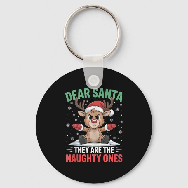 Porte-clés Dear Santa Funny Naughty Ones Reindeer Christmas H (Recto)