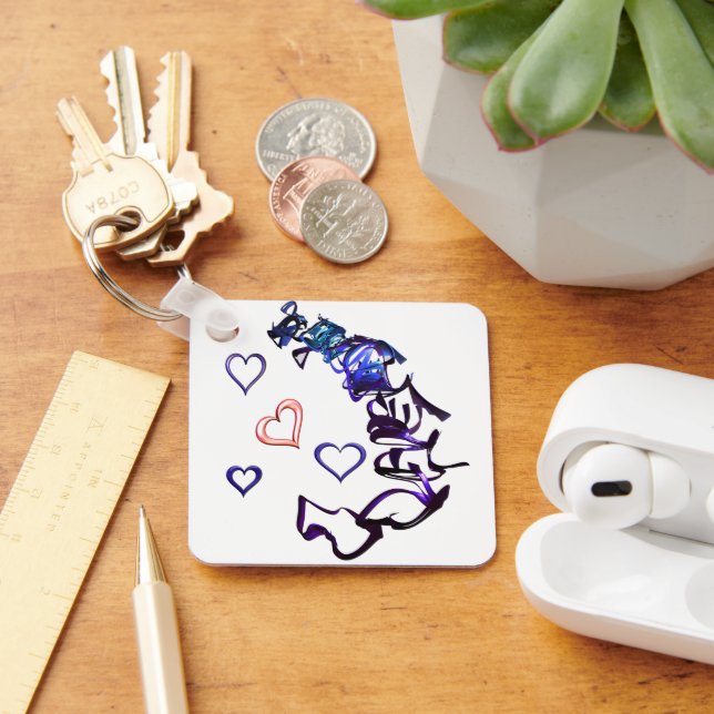 Porte-clés Déchaîner ma bague de clé Carré du coeur (Bureau)