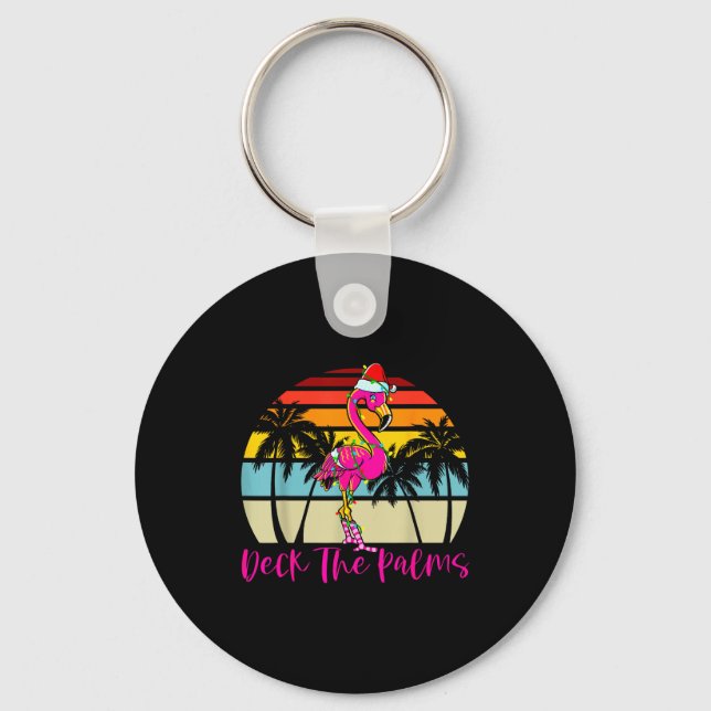 Porte-clés Deck The Palms Christmas Flamingo Palm Tree Trocal (Recto)