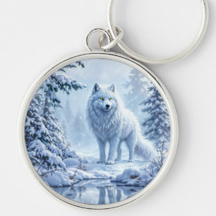 Porte-clés Décor des yeux de néon jaune de loup sauvage de ne