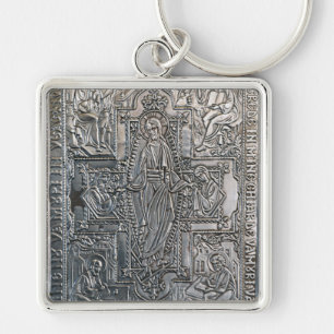 Porte-clés décoration religieuse orthodoxe argentée Co en