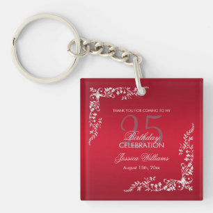 Porte-clés Décoration rouge rubis 25e anniversaire