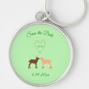 Porte-clés Deer Couple et Daisy Heart Custom Enregistrer la d