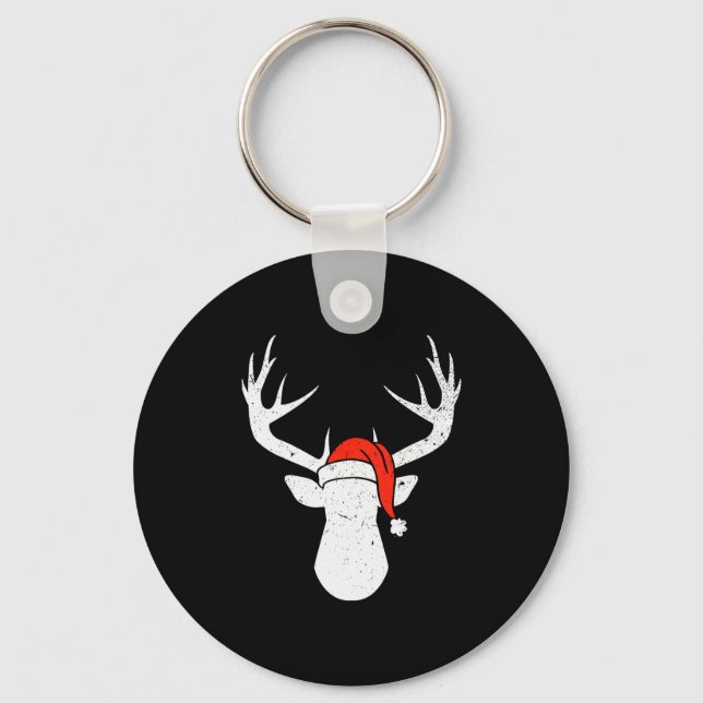 Porte-clés Deer With Santa Hat Christmas Pajama Hunting Gift  (Recto)
