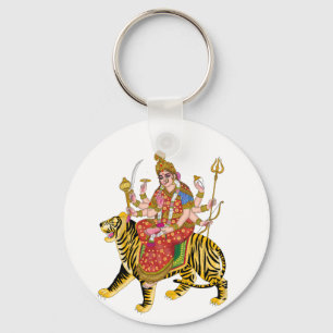 Porte-clés Déesse Durga Porte - clé rond   Hindu Maa Durga