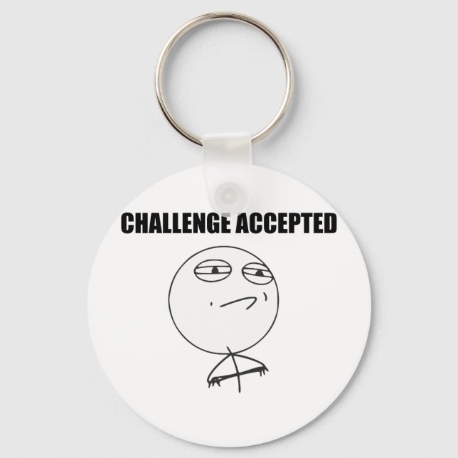 Porte-clés Défi Accepté Rage Face Comique Mème (Recto)