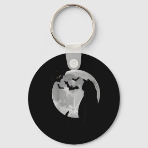 Porte-clés Déguisement de chat noir d'Halloween effrayant vin