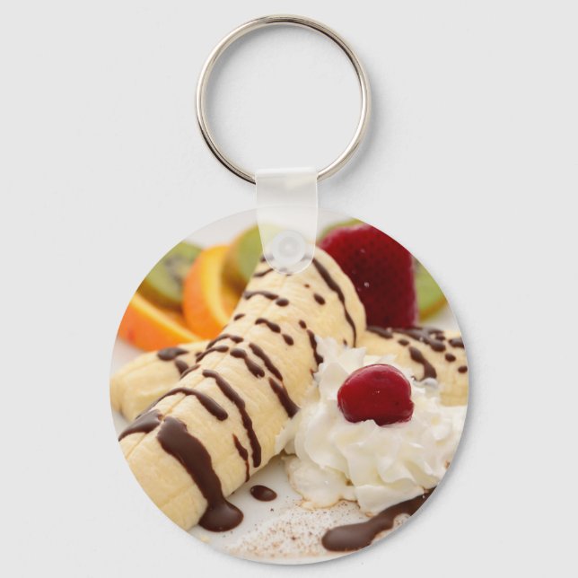 Porte-clés Délicieuse Crème à l'arc et dessert à la banane (Recto)
