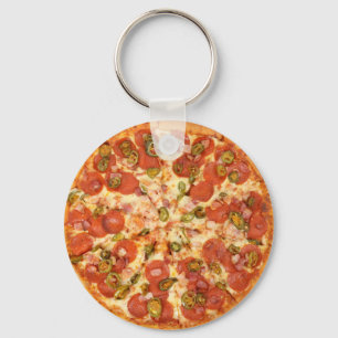 Porte-clés délicieuse pizza entière pepperoni jalapeno phot