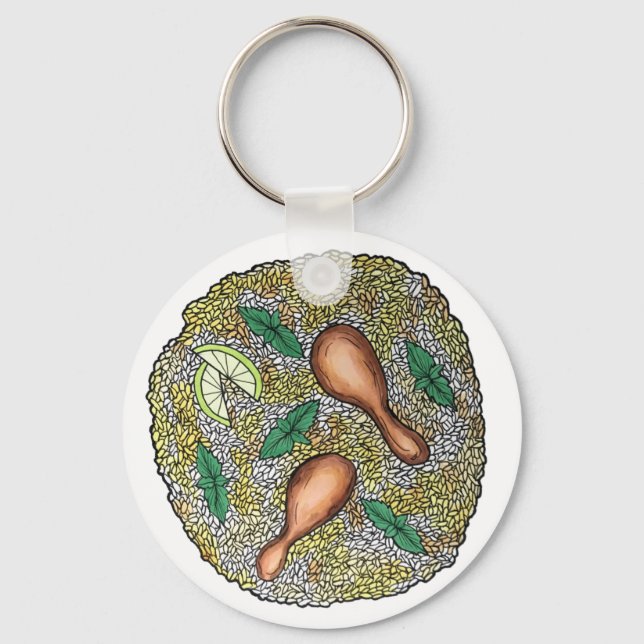 Porte-clés Délicieux poulet Biryani cuisine indienne (Recto)