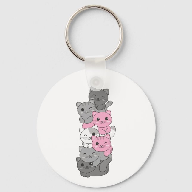 Porte-clés Demigirl Drapeau Pride chat Lgbtq Cute Chat (Recto)