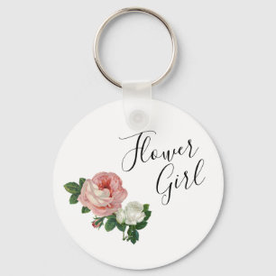 Porte-clés Demoiselle de honneur rose de roses de fleurs