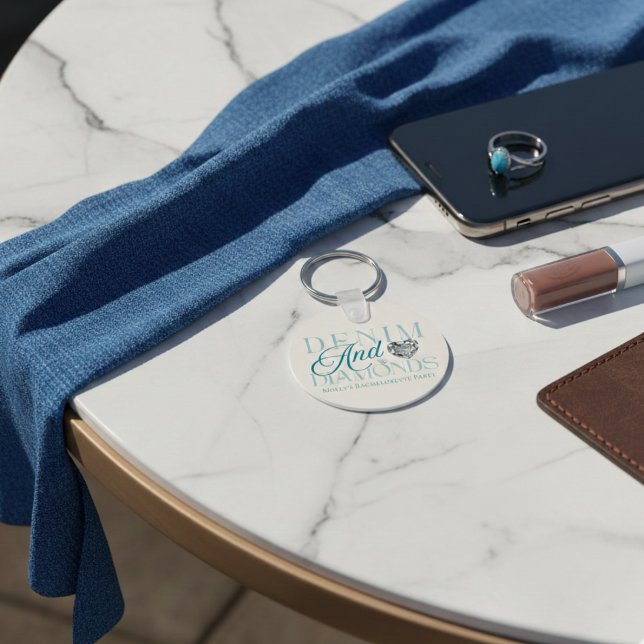 Porte-clés Denim et Diamants Enterrement de Vie de Jeune Fill (Denim and Diamonds Western Bachelorette Keychain)
