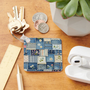 Porte-clés Denim Patchwork