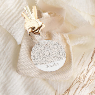 Porte-clés Dentelle blanche vintage et mariage sur mesure lin