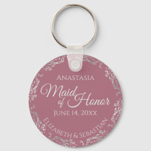 Porte-clés Dentelle d'argent sur Dusty Rose Maid of Honor Mar