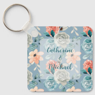 Porte-clés Dentelle florale bleu foncé   Calligraphie décorat