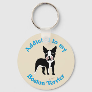 Porte-clés Dépendant à mon Boston Terrier