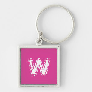 Porte-clés Déplaisant Monogramme blanc sur rose