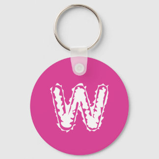 Porte-clés Déplaisant Monogramme blanc sur rose