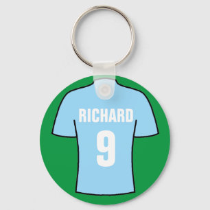 Porte-clés Design de maillot de football en bleu ciel. porte 