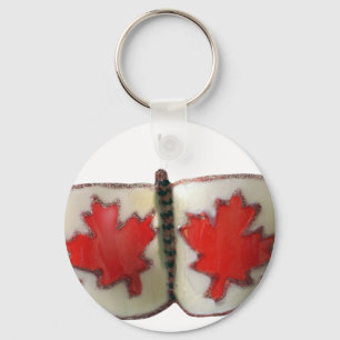 Porte-clés Design de papillon du drapeau canadien