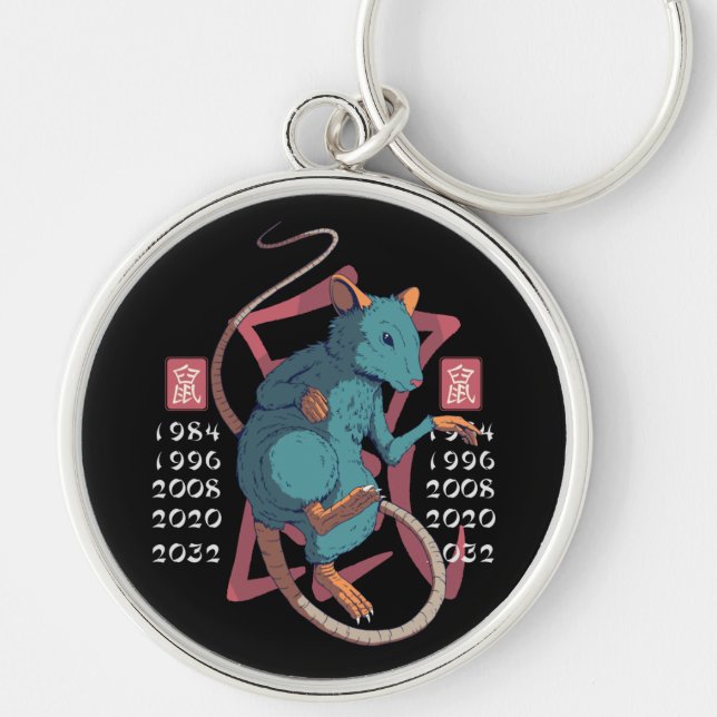 Porte-clés Design des signes Zodiac Rat East (Devant)