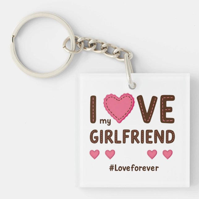 Porte-clés Design élégant avec des coeurs amoureux (Devant)