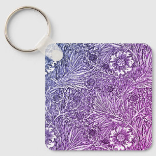 Porte-clés Design floral complexe dans les tons violets et bl