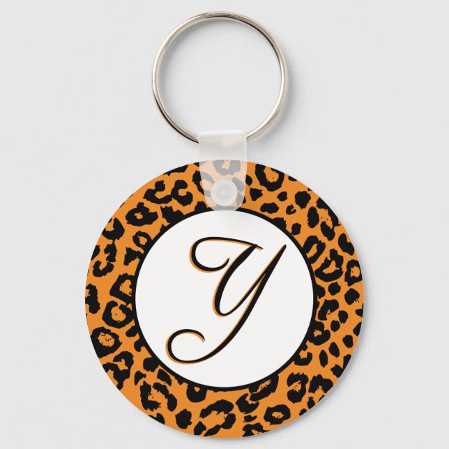 Porte-clés Design léopard orange avec Y (Recto)