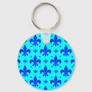 Porte-clés Design Motif Fleur de lis bleu