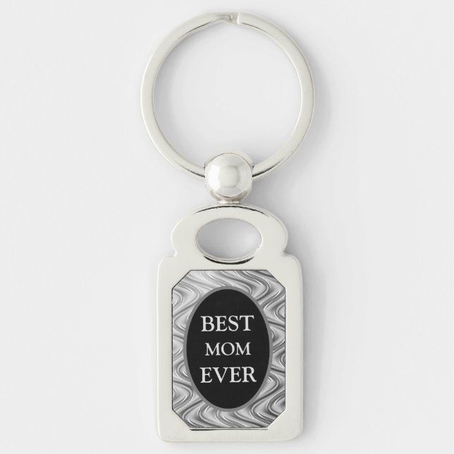 Porte-clés Design Silver Meilleur Mère Design (Devant)
