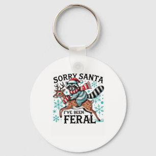 Porte-clés Désolé Père Noël J'ai été Feral Funny Raccoon Chri
