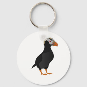 Porte-clés Dessin à carreaux de puffin dressé