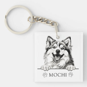 Porte-clés Dessin à la main de Chien Pomsky personnalisé