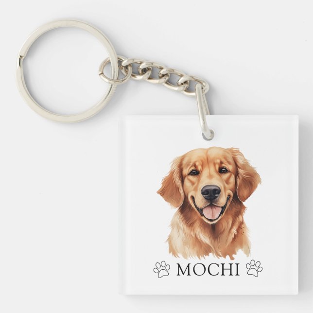 Porte-clés Dessin à main pour chien d'essayeur d'or personnal (Devant)