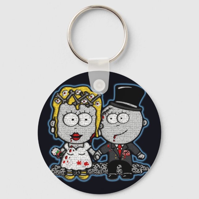 Porte-clés Dessin amusant marié et mariage marié Zombie (Recto)
